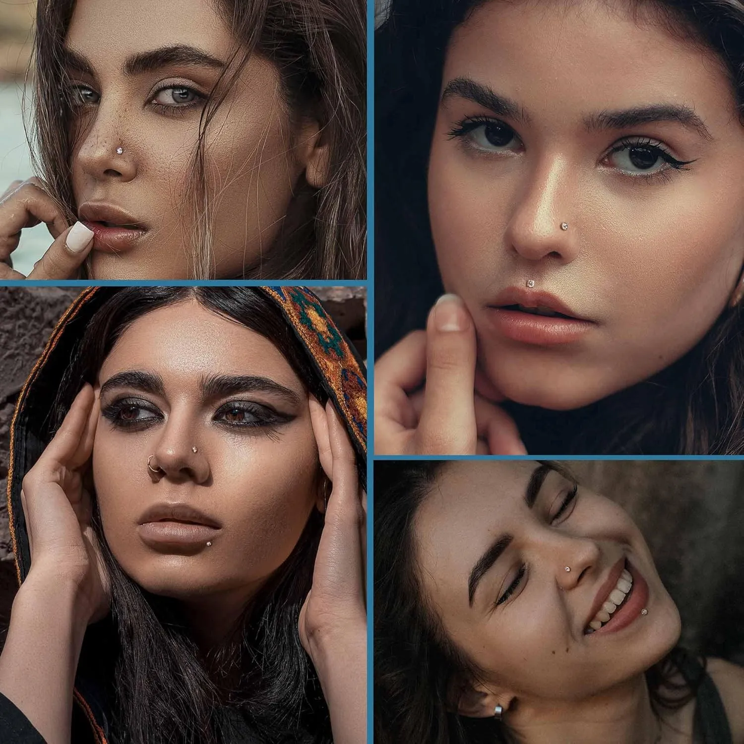 LOLIAS 18PCS Threadless Nose Rings Studs for Women Men 20G 18G 16G Hypoallergenic Surgical Stainless Steel Labret Lip Rings CZ Opal Push in Earrings Flat Back Nose Stud Cartilage Nostril Conch Helix Tragus Piercing Jewelry