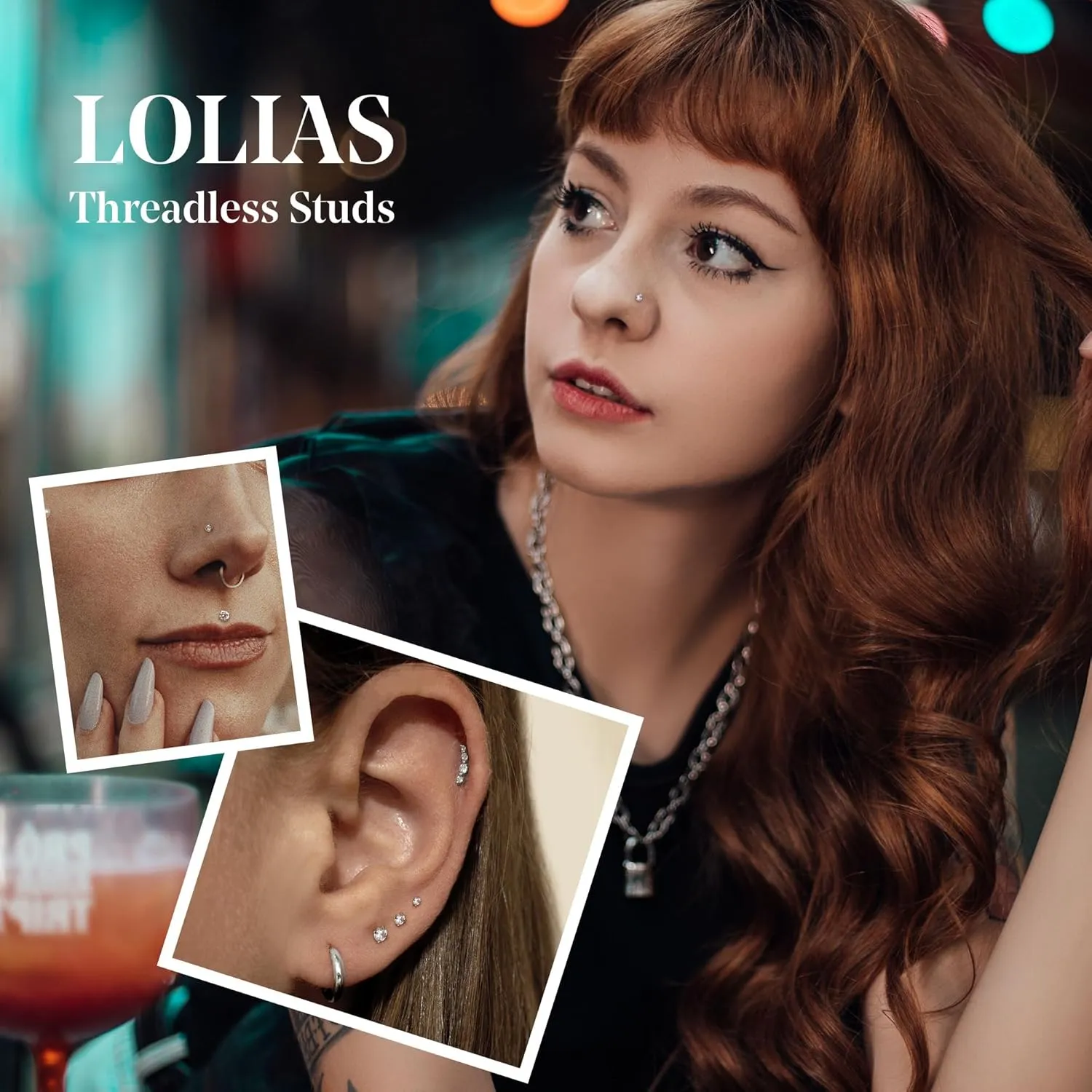 LOLIAS 18PCS Threadless Nose Rings Studs for Women Men 20G 18G 16G Hypoallergenic Surgical Stainless Steel Labret Lip Rings CZ Opal Push in Earrings Flat Back Nose Stud Cartilage Nostril Conch Helix Tragus Piercing Jewelry