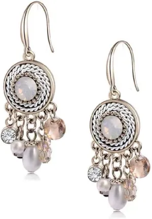 LOVE&CLOVER 18K Rose Gold Plated Earrings for women dangling, Crystal Drop Dangle Earrings Elliptical Ring Teardrop Women hypoallergenic Wedding Gift Rose Gold