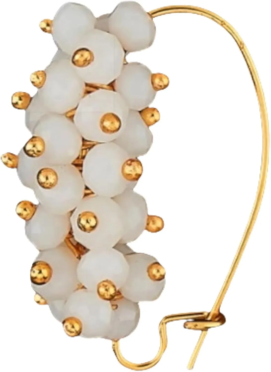 LoveNspire Indian Marathi Pearl Nose Rings for Women - Indian Jewelry Nose Ring Clip-On Marathi Bridal Nathani Faux Pearl Golden Tone Bollywood Style Nath Non-Piercing Jewelry for Women Gift For Her