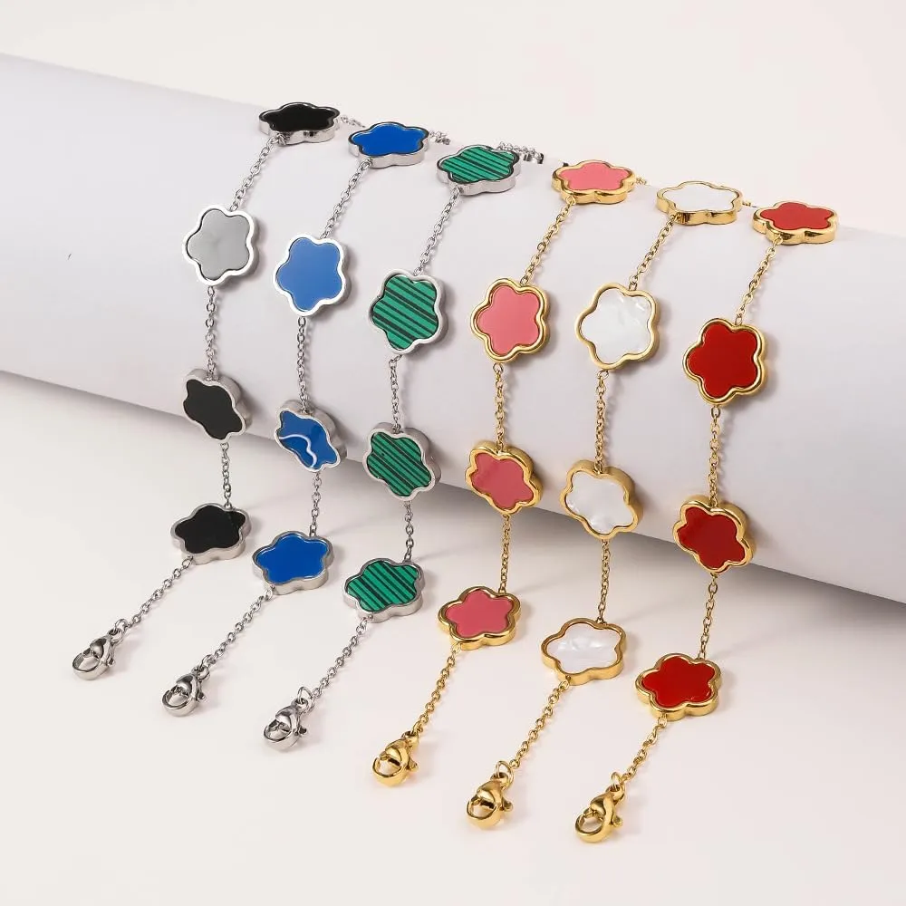 Lucky Butterfly Bracelet Designer Dupes, 18k Gold Plated Minimalism Double-Sided Mother Of Pearl Shell Dainty Adjustable Chain Bracelet For Women Fashion Jewelry Gift