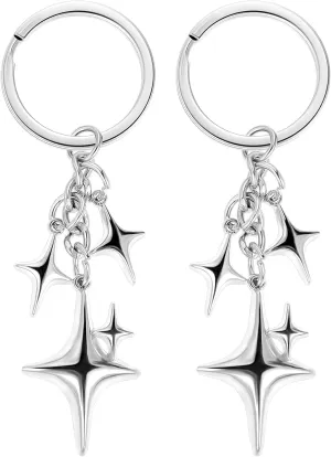 Lusofie 2 Pcs Star Keychain Cute Keychain Stainless Steel Aesthetic Keychain Y2k Keychain Key Chain Charms for Purse Handbag Backpack