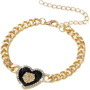 Luxury Heart Lion Anklet Chain, Gold-Tone with Crystal Accents, Fashion Jewelry for Women