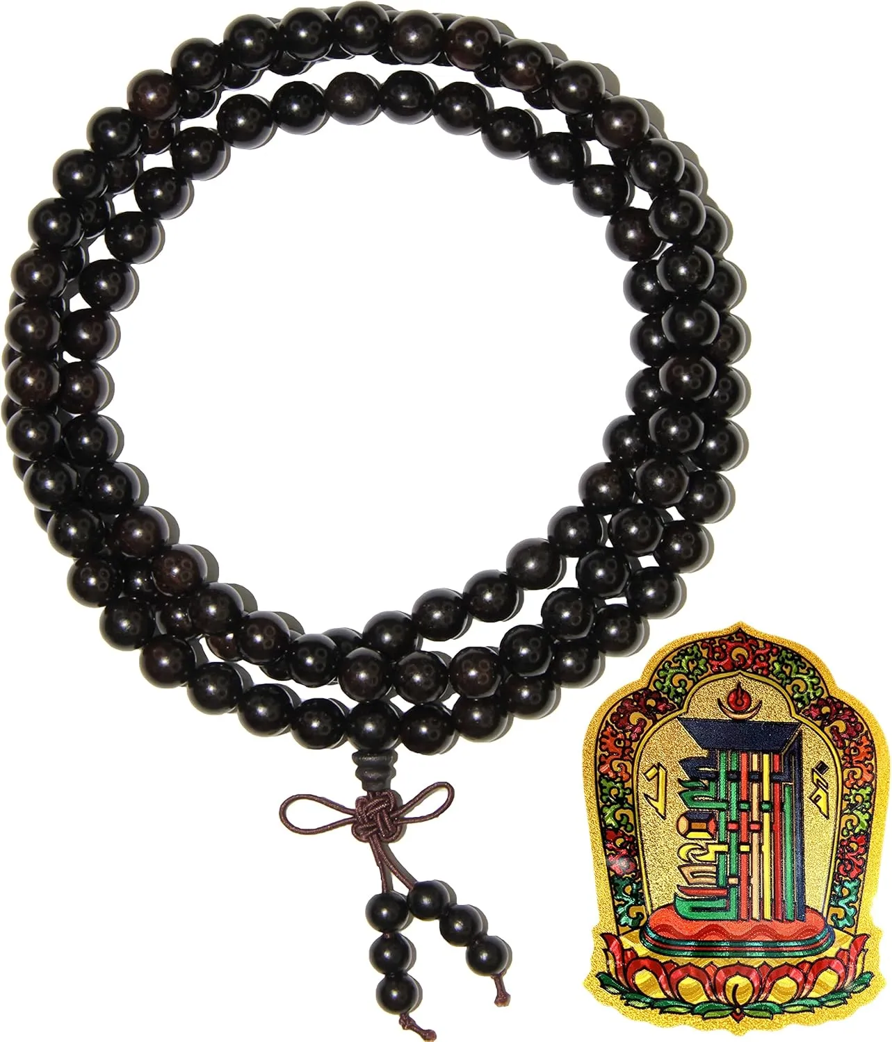 Mala Beads Necklace 8mm 108 Sandalwood Prayer Meditation Bracelet Natural Fragrant Wood Buddhist Rosary -12mm 17 Tibetan Buddhism Prayer Bracelet & Amulet Included