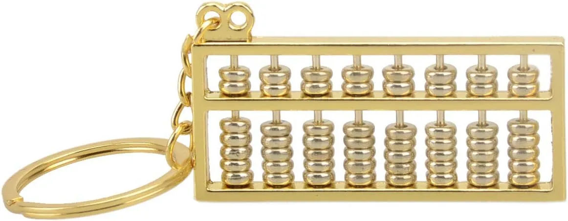 Mallofusa Alloy 8 Rolls Mini Abacus Keychain Key Ring Chain Metal Fob Pendant Ornament Trinket Golden