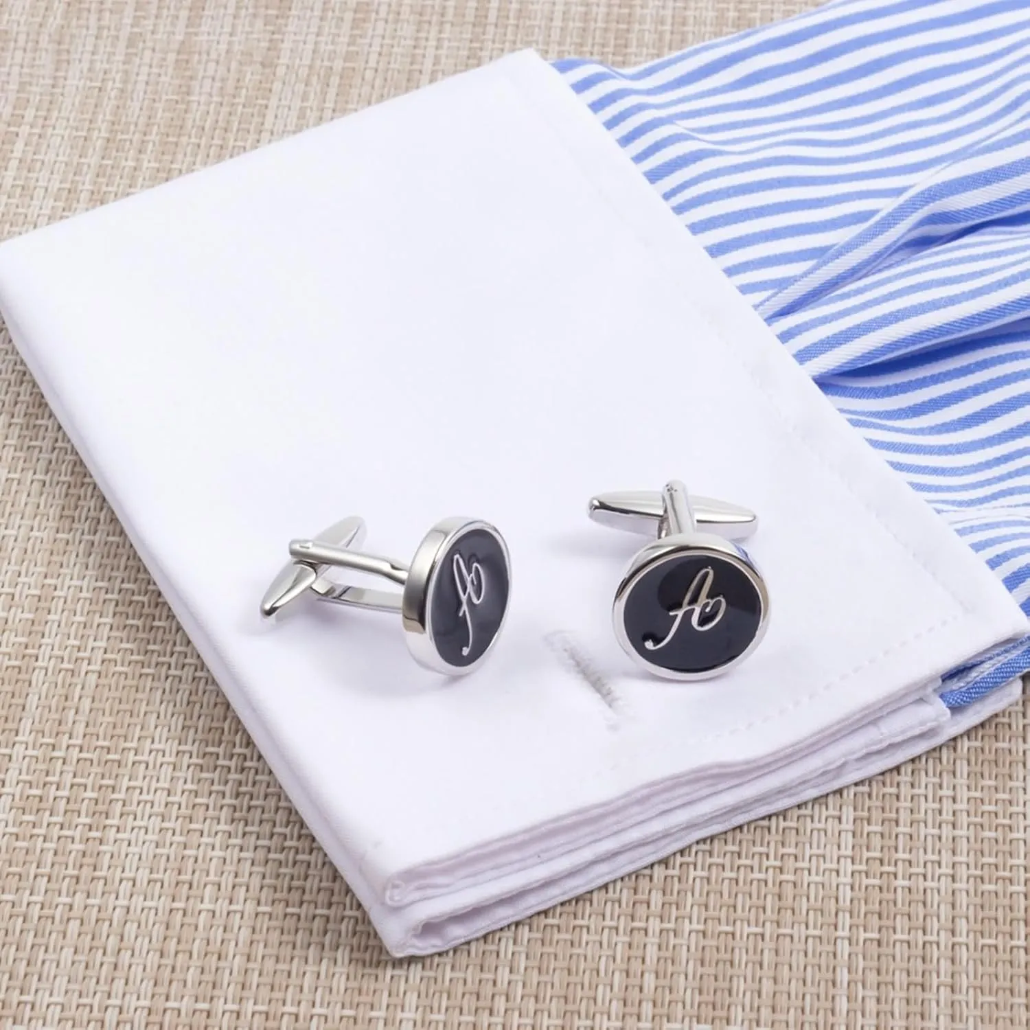 Man Cufflinks, Men's Cuff Links Set Letter Shirt Buttons for Men for Wedding Business