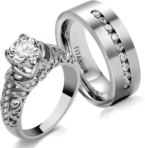 MASHAN Couple Rings Matching Rings His Her Ring AAA CZ Women's Wedding Ring Mens Ring
