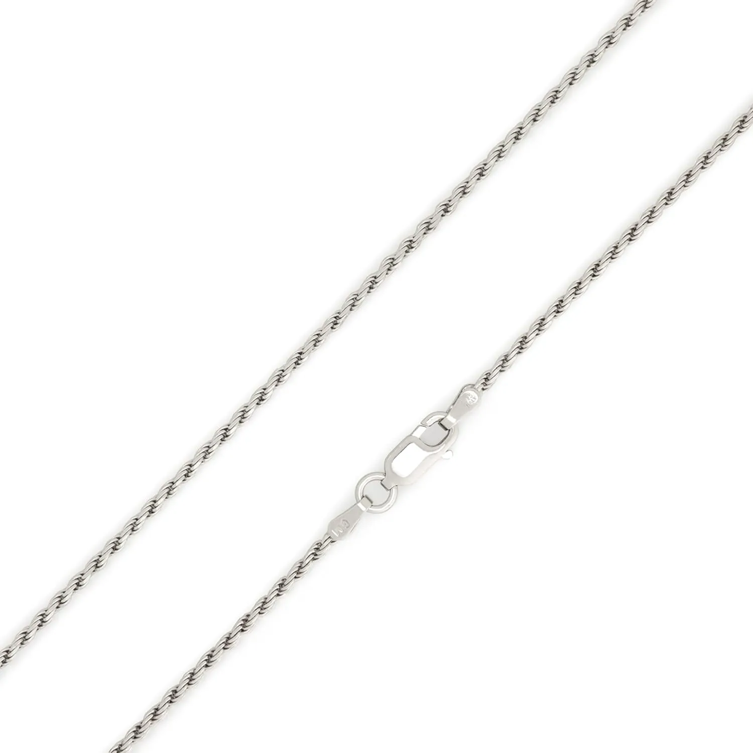 MAZZERI Solid Sterling Silver Italian 1.3mm & 1.6mm Diamond-Cut Braided Rope Chain Necklace for Men Women, 925 Sterling Silver Made in Italy