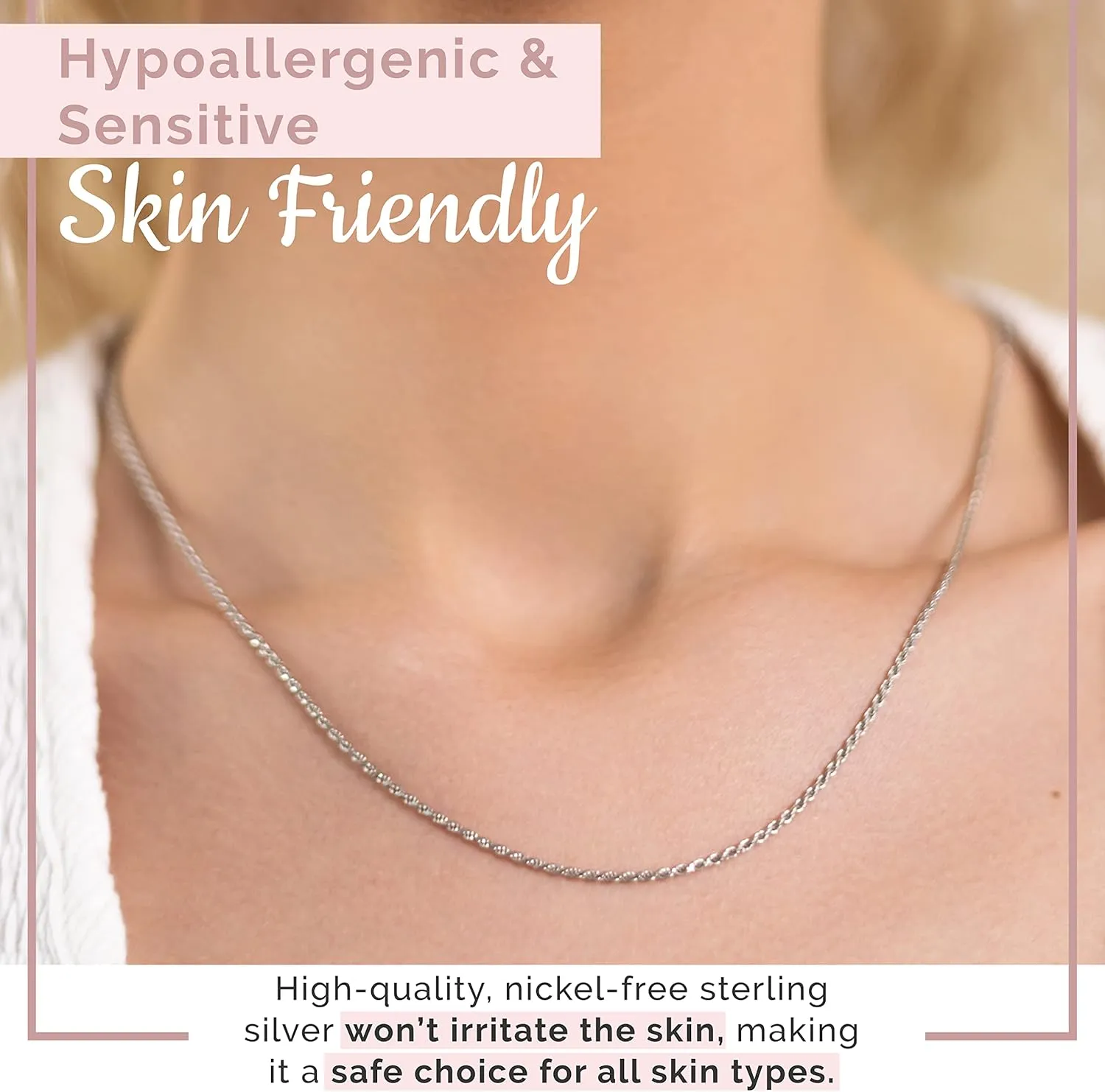 MAZZERI Solid Sterling Silver Italian 1.3mm & 1.6mm Diamond-Cut Braided Rope Chain Necklace for Men Women, 925 Sterling Silver Made in Italy