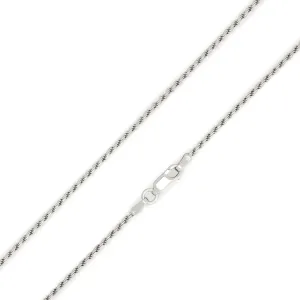 MAZZERI Solid Sterling Silver Italian 1.3mm & 1.6mm Diamond-Cut Braided Rope Chain Necklace for Men Women, 925 Sterling Silver Made in Italy