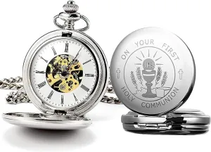 Mechanical Pocket Watches for Men, Lucky Dragon and Phoenix, Skeleton Pocket Watch with Chain