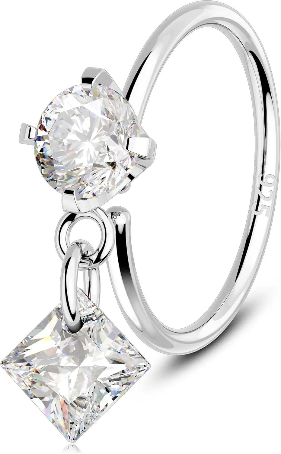 Melighting 20G Nose Hoop Ring 925 Sterling Silver Seamless Open Nose Piercing Dangle Star/Square/Heart Helix Earring Clear CZ 8 mm Cartilage Earring Nose Ring