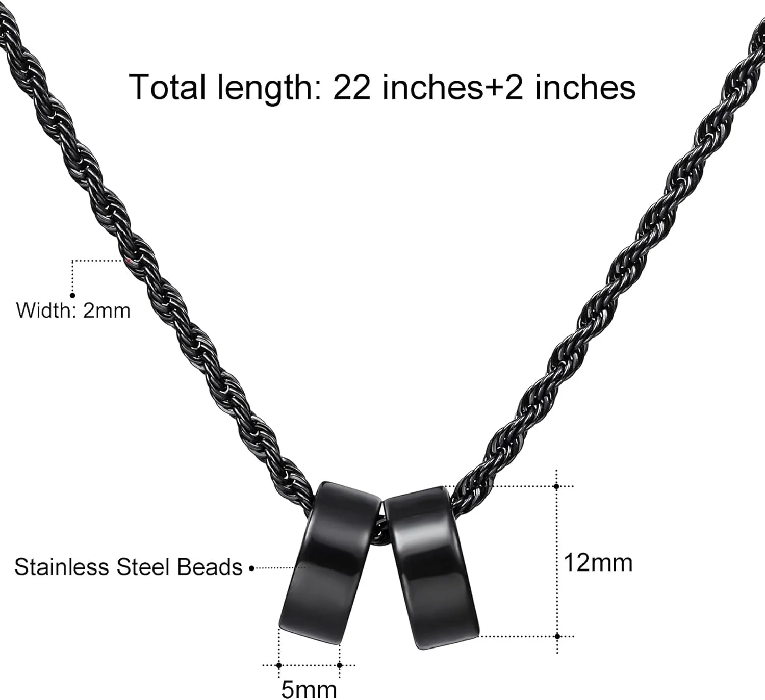 MeMeDIY Personalized Necklace 2/3/4/5/6 Charm Beads Custom Engraving Initial Name Date for Men Women Boyfriend Girlfriend Stainless Steel Adjustable Chain anniversary Relationship Jewelry Gift