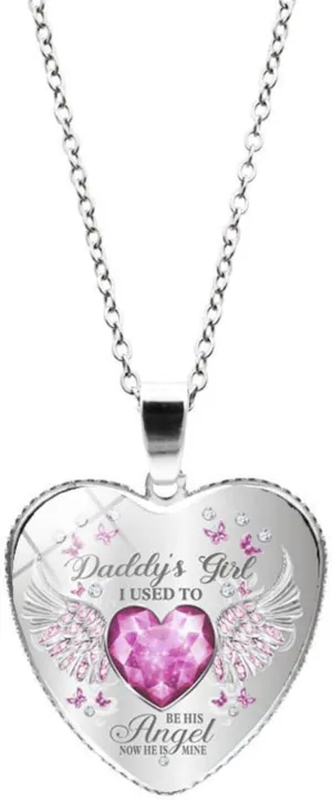 Memorial Necklace I Used to Be His Angel Now He's Mine Necklace Daddy, in Memory of Loved One Dad (1)
