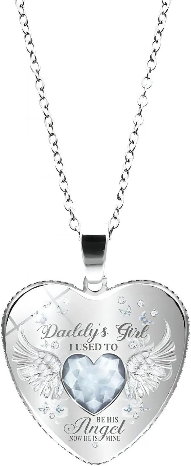 Memorial Necklace I Used to Be His Angel Now He's Mine Necklace Daddy, in Memory of Loved One Dad (2)