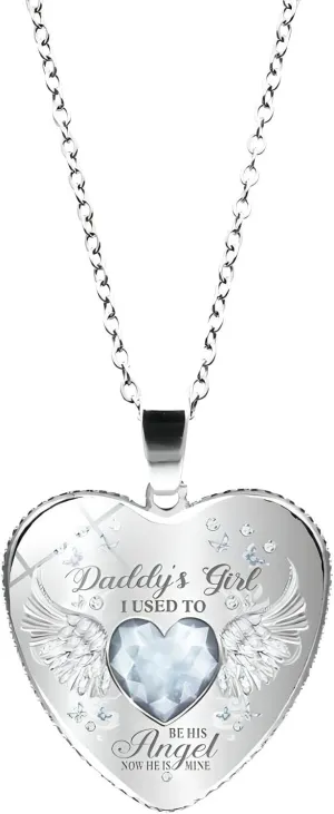 Memorial Necklace I Used to Be His Angel Now He's Mine Necklace Daddy, in Memory of Loved One Dad (2)