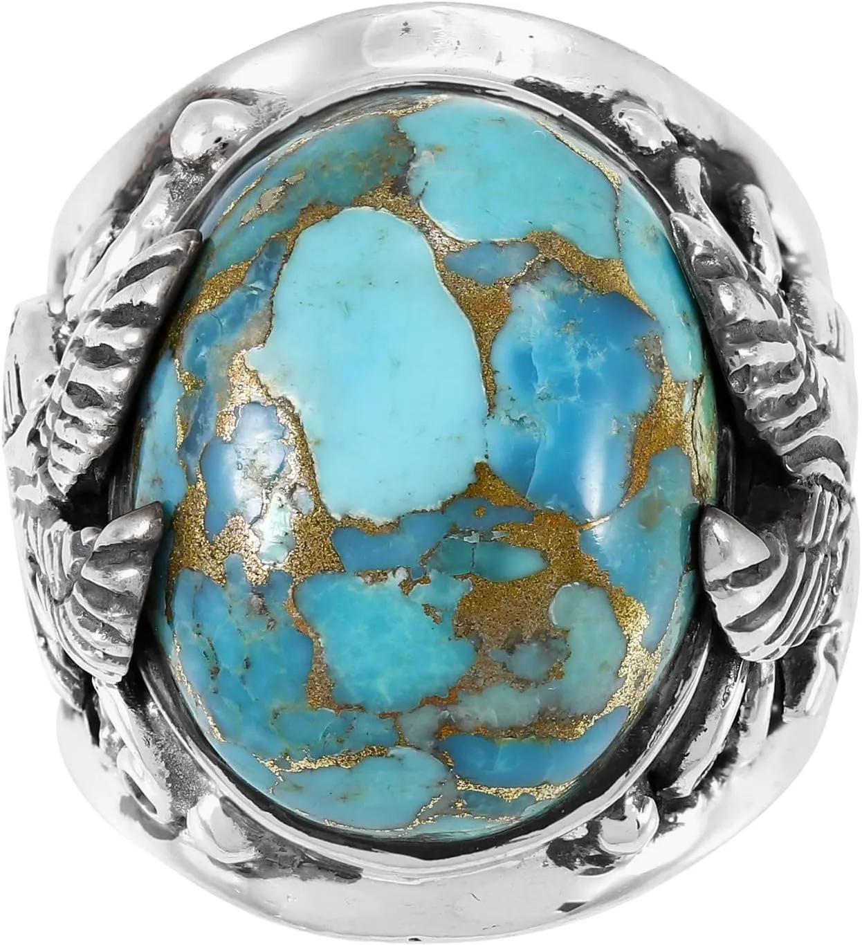 Men's Eagle Turquoise Ring Sterling Silver 925 for Men Genuine Gemstones Size 9 to 13