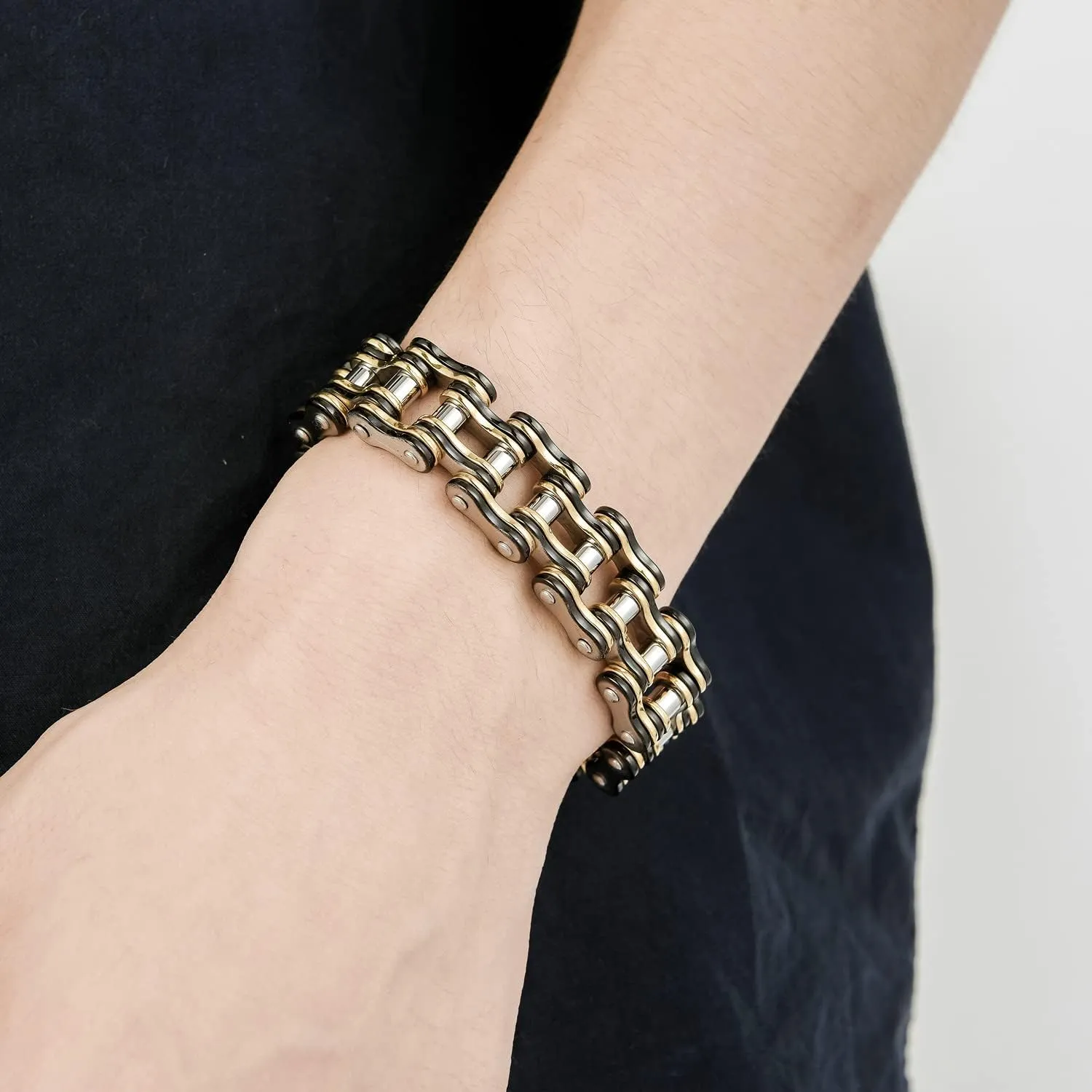 Mens Heavy Bicycle Link Chain Bracelets for Fathers Day Stainless Steel Masculine Bike Chain Bracelet 8 inches Wristband