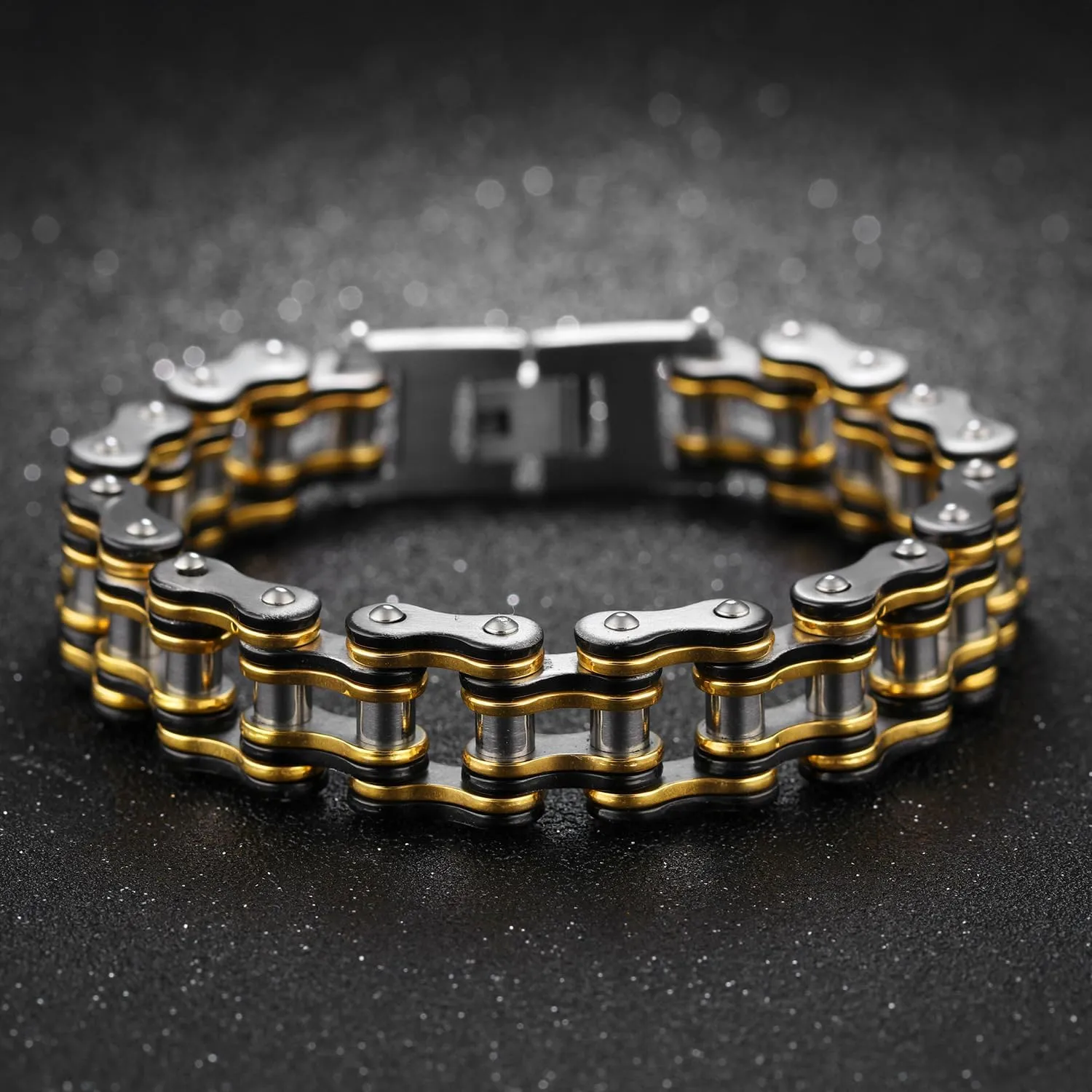 Mens Heavy Bicycle Link Chain Bracelets for Fathers Day Stainless Steel Masculine Bike Chain Bracelet 8 inches Wristband