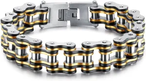 Mens Heavy Bicycle Link Chain Bracelets for Fathers Day Stainless Steel Masculine Bike Chain Bracelet 8 inches Wristband