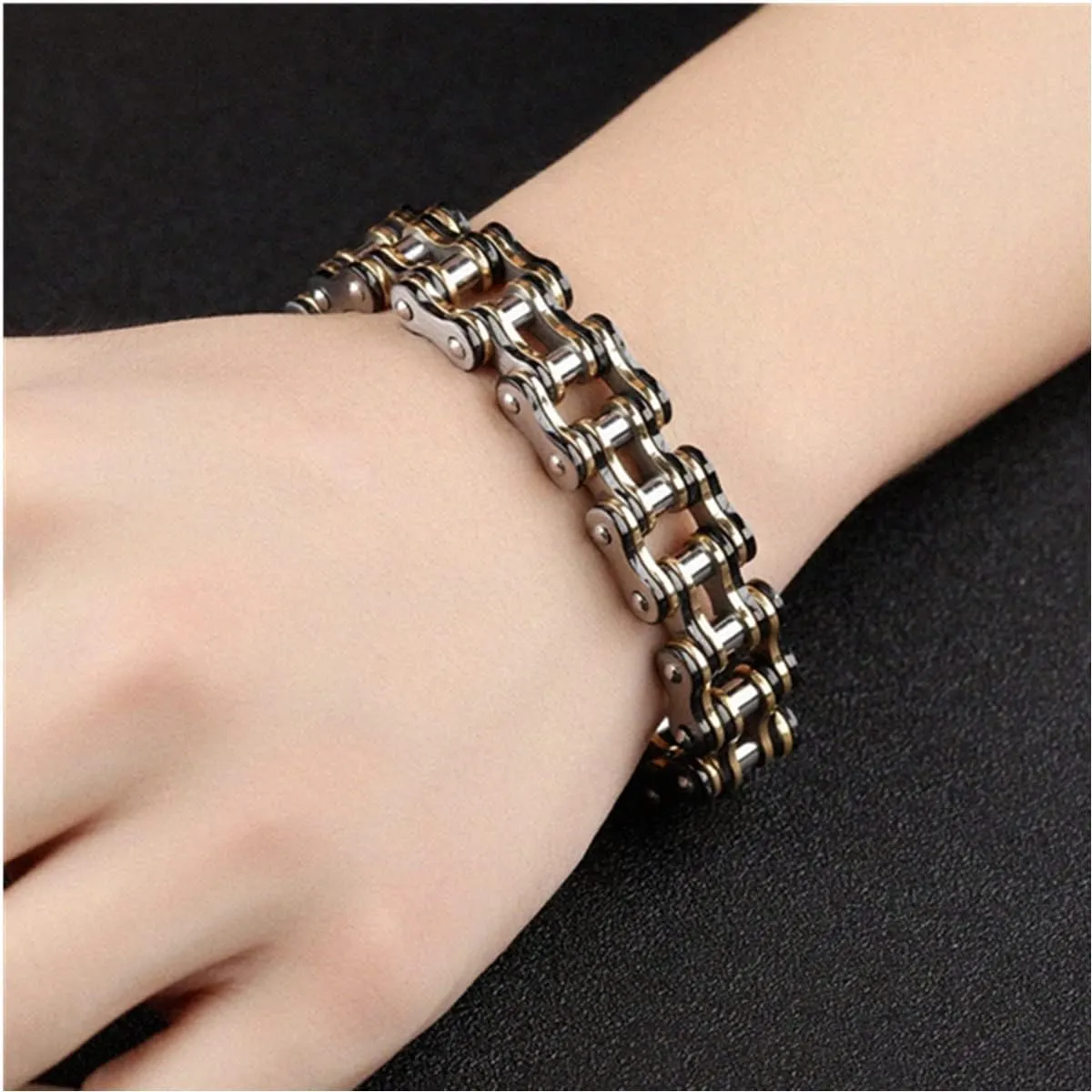 Mens Heavy Bicycle Link Chain Bracelets for Fathers Day Stainless Steel Masculine Bike Chain Bracelet 8 inches Wristband