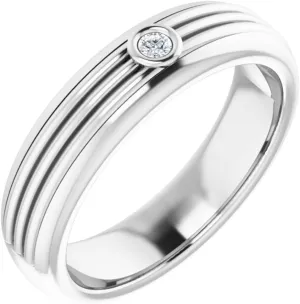 Men's Platinum 2.25mm Round Shape Diamond Band Solitaire Ring Fine Jewelry For Men Gifts For Him (.05 cttw), Size 11
