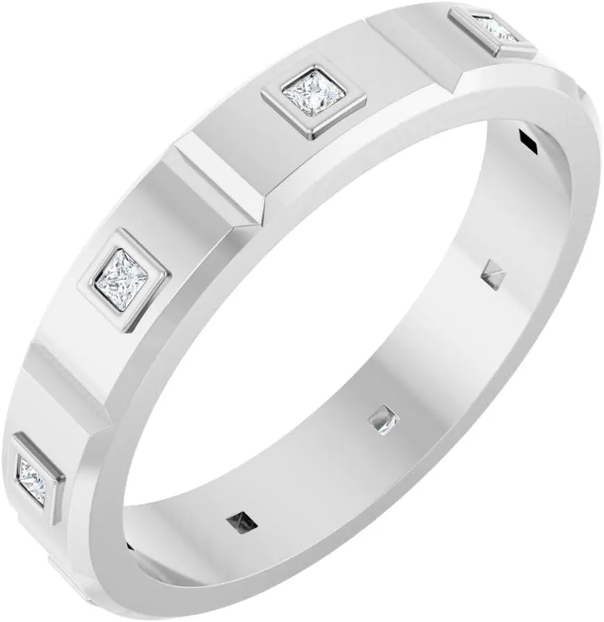 Mens Platinum Diamond Band Ring Fine Jewelry For Men Gifts For Him (1/5 cttw), Size 7