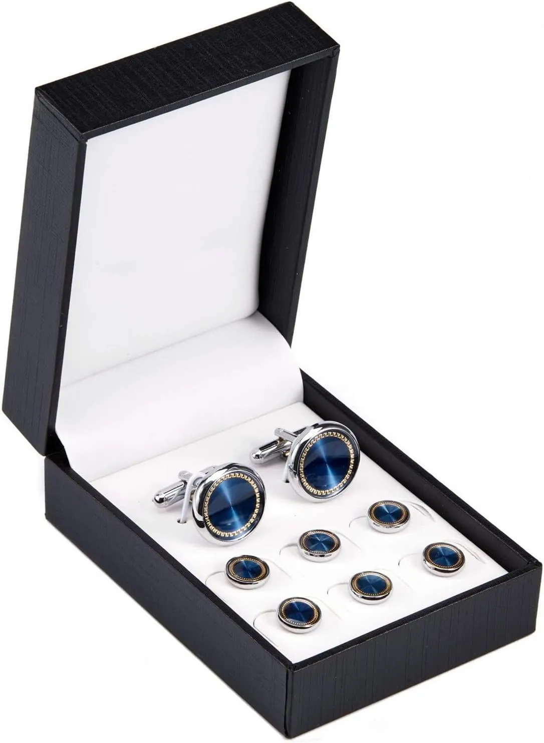 Mens Tuxedo Studs Set Round Patch Cufflinks Set Shirt Buttons Men's Shirt Cufflin studs set for Business Wedding