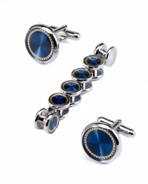 Mens Tuxedo Studs Set Round Patch Cufflinks Set Shirt Buttons Men's Shirt Cufflin studs set for Business Wedding