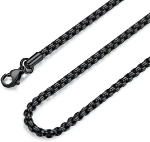 Mens Womens Stainless Steel Black Rolo Cable Chain Necklace, Wide 2/3/4/5mm