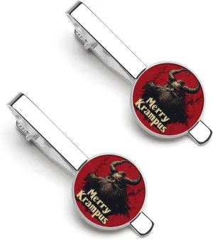 Merry Krampus 1 Pair Tie Clips Necktie Bar Pinch Clip for Wedding Business