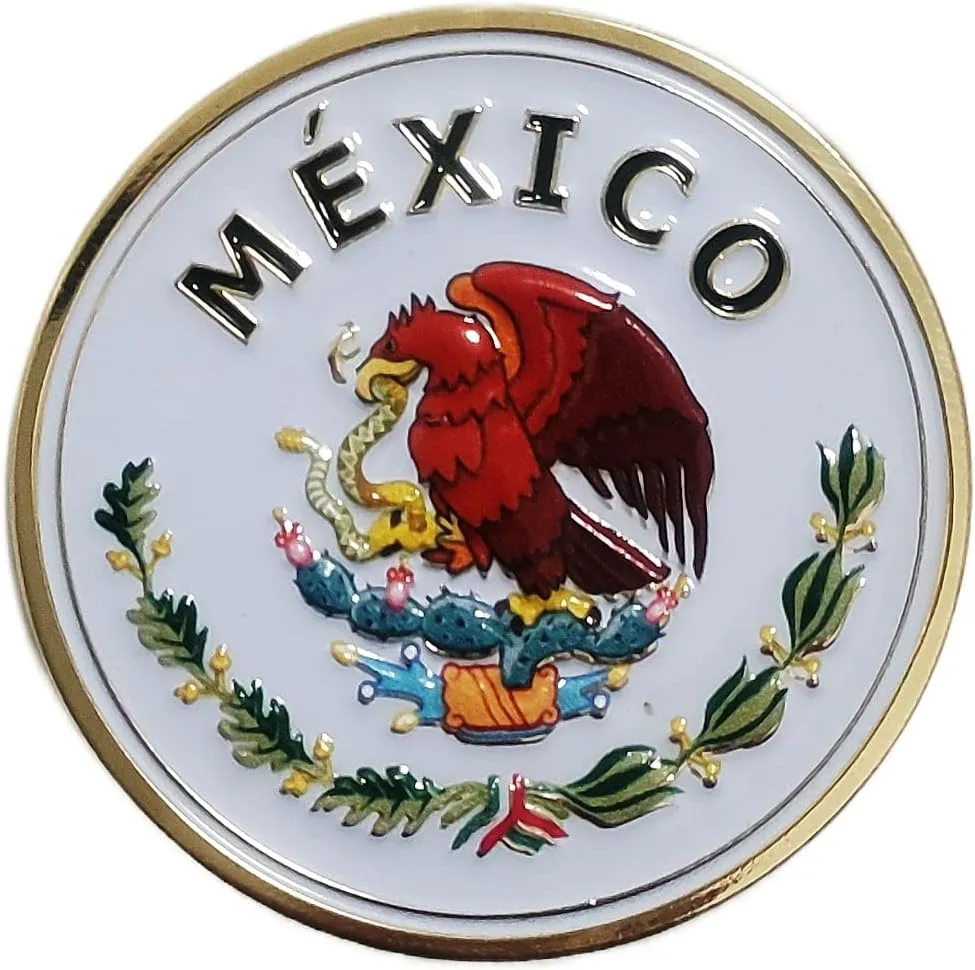 Mexico Eagle Flag Brooch Pin Badge Calcomania Escudo Mexicano Colorful Design Memorabilia