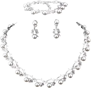 MHN Jiayijiaduo Hot Imitation Pearl Wedding Necklace Earring Sets Bridal Jewelry Sets for Women Elegant Party Gift Fashion Costume