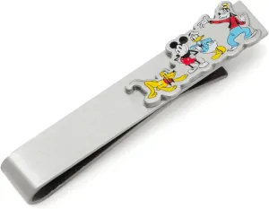 Mickey And Friends Printed Silver Tie Bar, Officially Licensed by Disney.