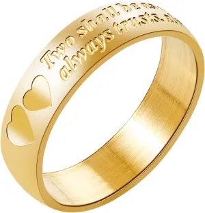 Milreson 18K Gold-Plated Rings for Women Non Tarnish Promise Ring for Couples Engraved Wedding Band for Men and Women with "Two Shall Be As One" Stainless Steel Engagement Ring Ideal Gift for Couples