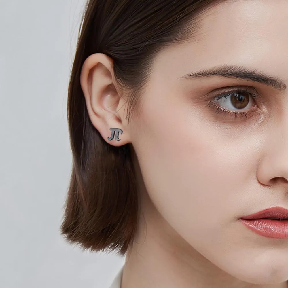 Minimanist Pi Symbol Math Tiny Stud Stainless Steel Earrings for Women Men Small Novelty  Sign Cartilage Polished Greek Alphabet Letter Tragus Mini Jewellery Studs for Mathematical Teacher Science