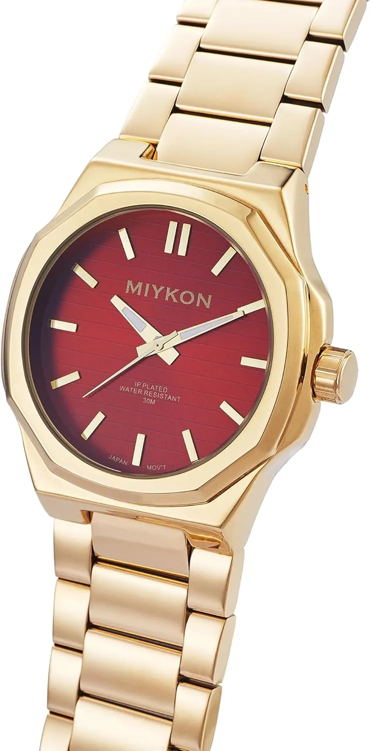 Miykon Silver and Gold Watches for Men | Minimalist Analog Mens Dress Watch with Ion Polished Solid Stainless Steel Bracelet | Luminous Hands, Scratch Resist Glass, Japan Quartz, 100ft Water Resistant