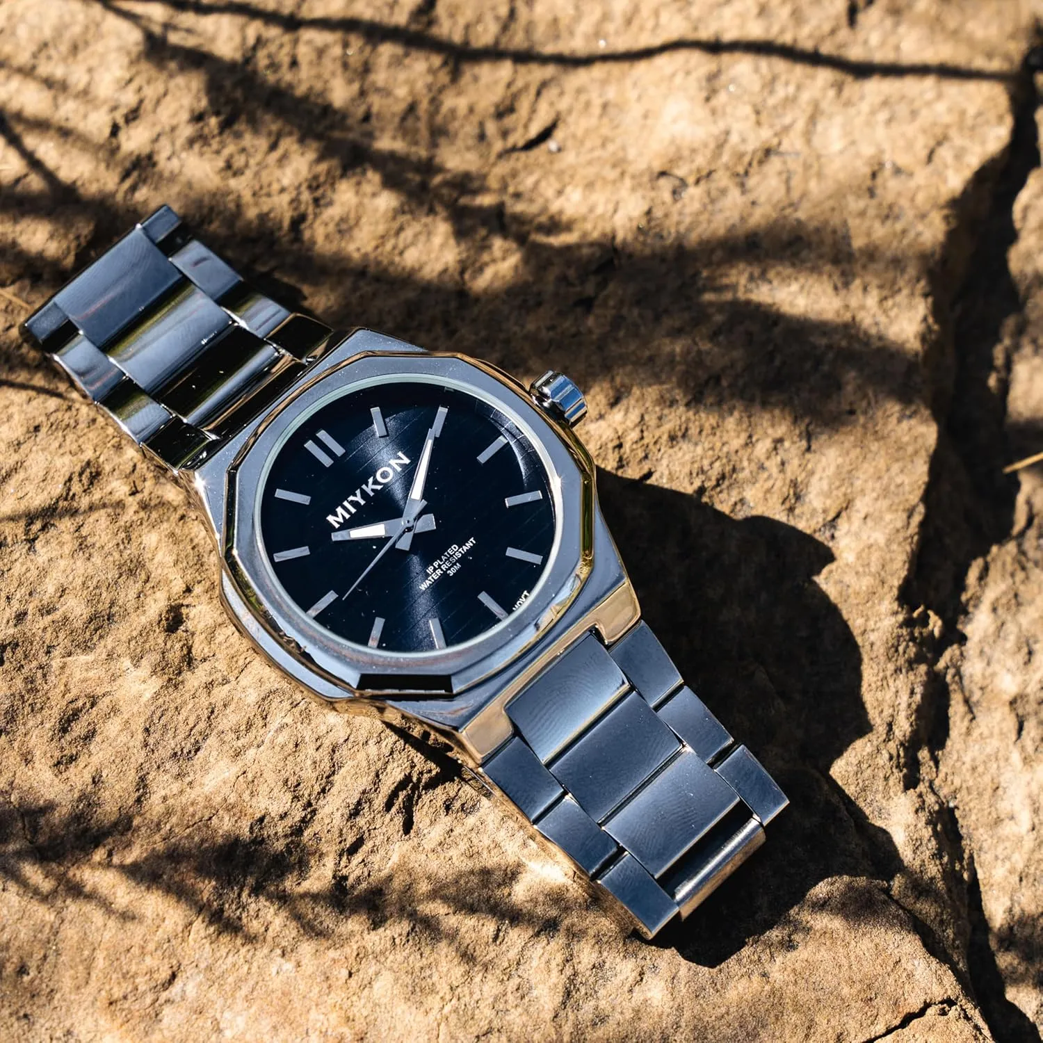 Miykon Silver and Gold Watches for Men | Minimalist Analog Mens Dress Watch with Ion Polished Solid Stainless Steel Bracelet | Luminous Hands, Scratch Resist Glass, Japan Quartz, 100ft Water Resistant