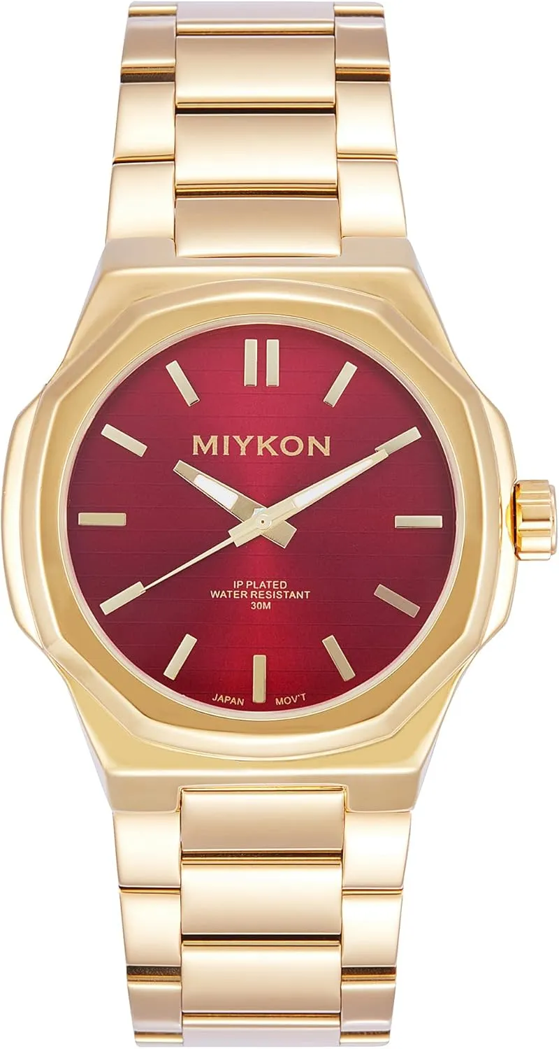 Miykon Silver and Gold Watches for Men | Minimalist Analog Mens Dress Watch with Ion Polished Solid Stainless Steel Bracelet | Luminous Hands, Scratch Resist Glass, Japan Quartz, 100ft Water Resistant