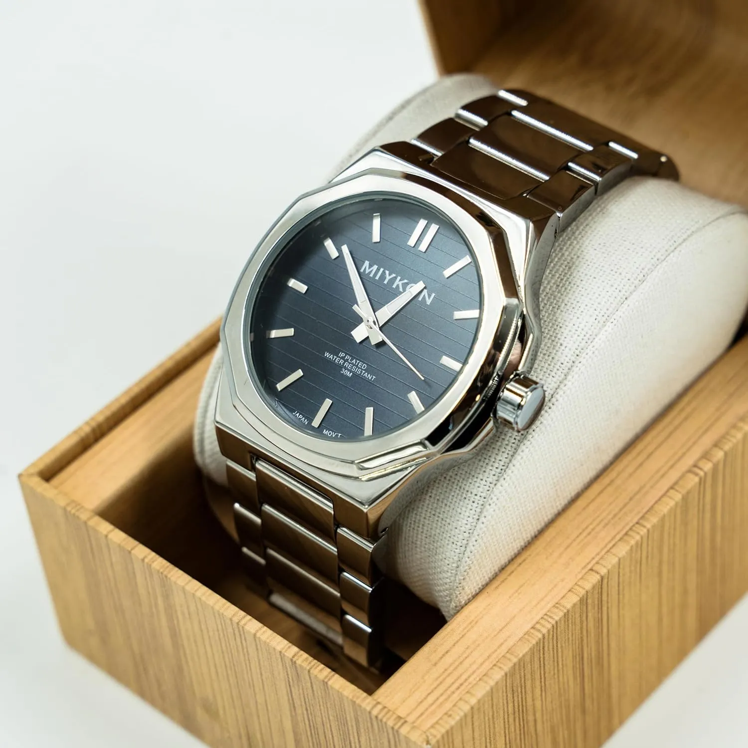 Miykon Silver and Gold Watches for Men | Minimalist Analog Mens Dress Watch with Ion Polished Solid Stainless Steel Bracelet | Luminous Hands, Scratch Resist Glass, Japan Quartz, 100ft Water Resistant