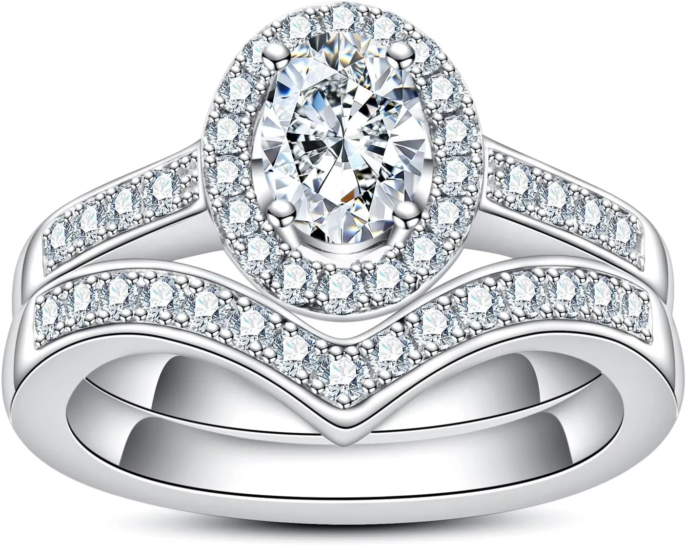 Moissanite Engagement Rings 1.5/1.65CTTW D Color VVS1 Clarity 925 Sterling Silver Oval Cut Bezel Wedding Promise Anniversary Rings Set for Women with Certificate