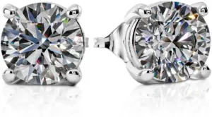 Moissanite Stud Earrings - 925 Sterling Silver, Hypoallergenic & Waterproof, Premium Quality D Color VVS1 Clarity, Secure Screw Back - Elegant Gift-Ready Packaging.