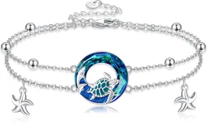 MONGAS Butterfly/Sea Turtle Bracelet Sterling Silver Butterfly/Sea Turtle Jewelry for Women