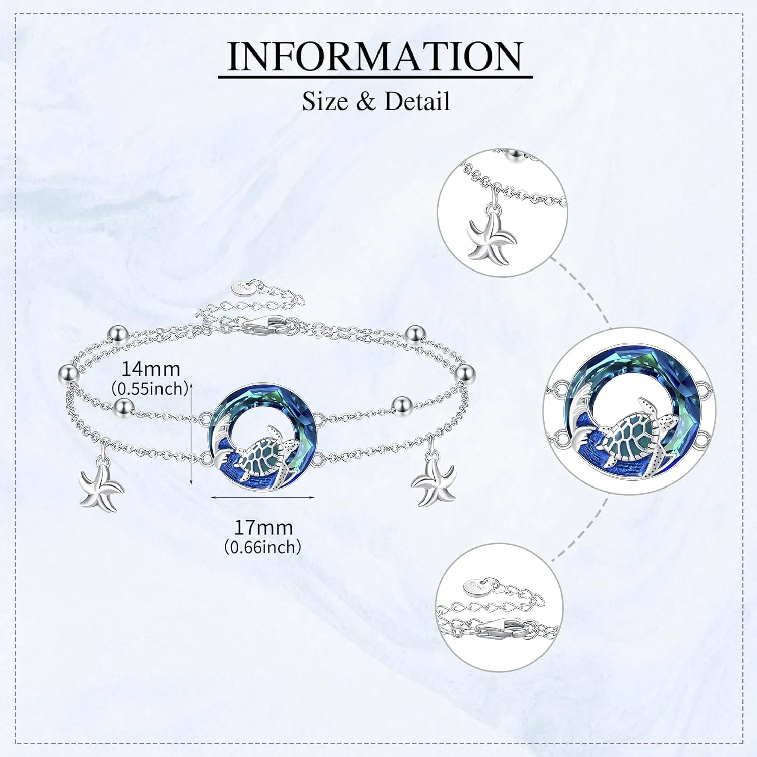 MONGAS Butterfly/Sea Turtle Bracelet Sterling Silver Butterfly/Sea Turtle Jewelry for Women