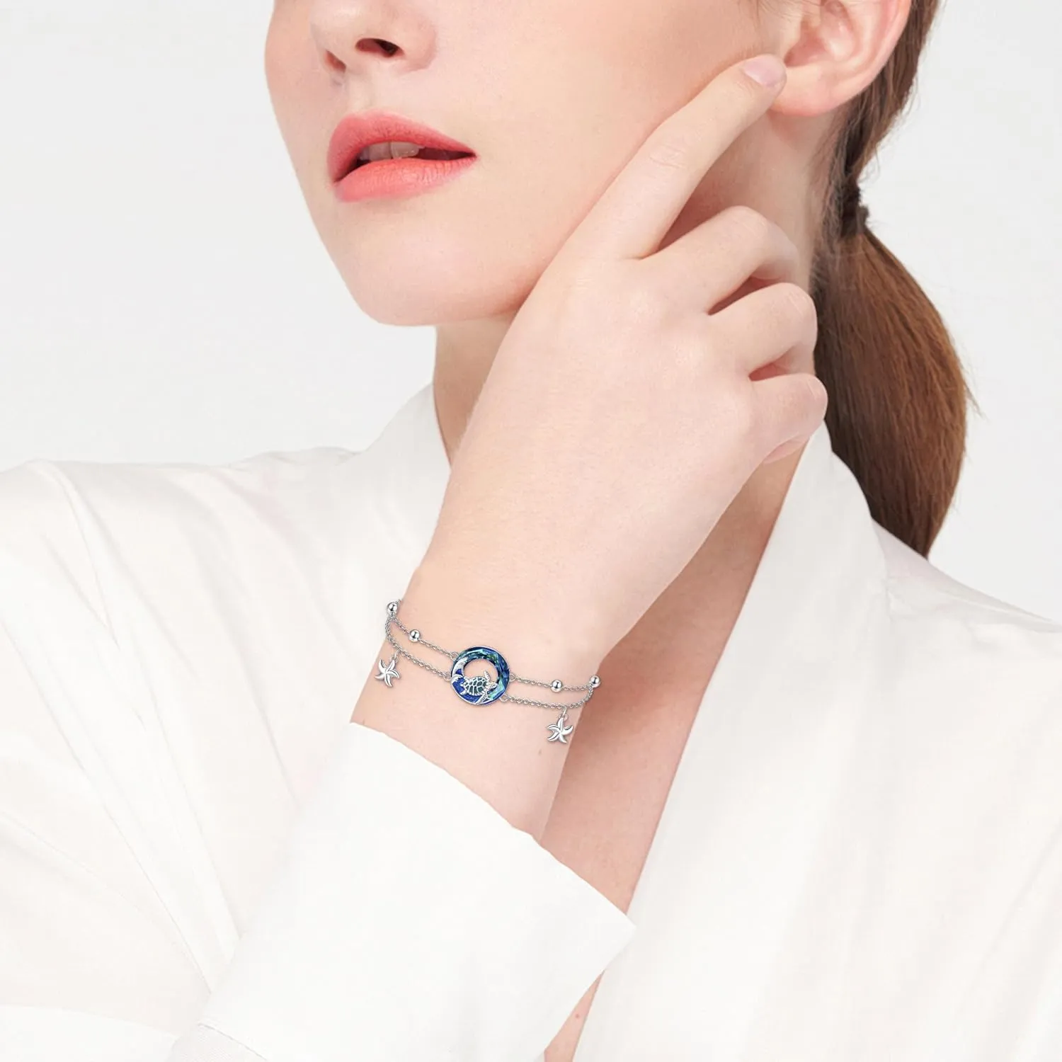 MONGAS Butterfly/Sea Turtle Bracelet Sterling Silver Butterfly/Sea Turtle Jewelry for Women