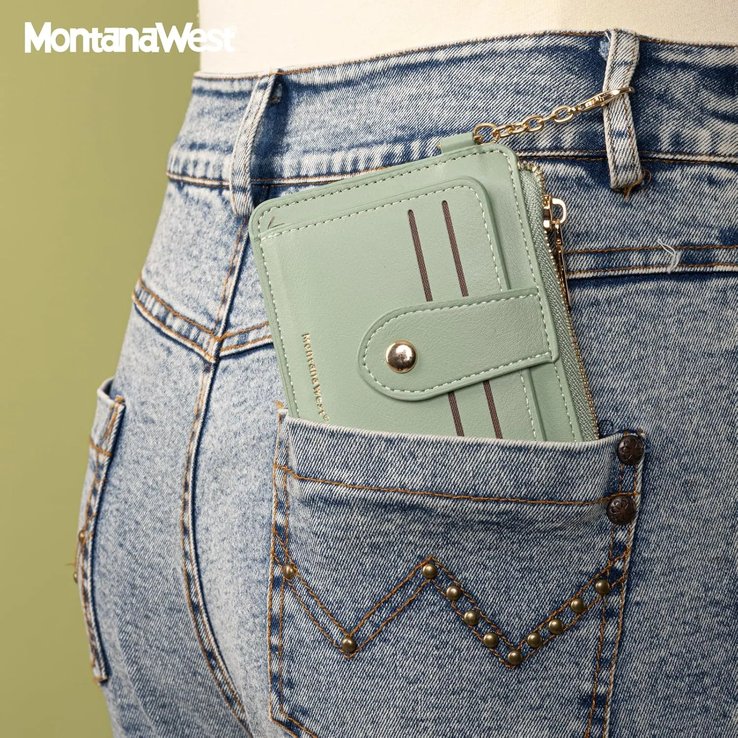 Montana West Keychain Card Holder Slim Wallet for Women Bifold Credit Card Holder with Zipper Coin Pocket Ladies Wallet with Smooth Metal Zipper and ID Window Gift for Women