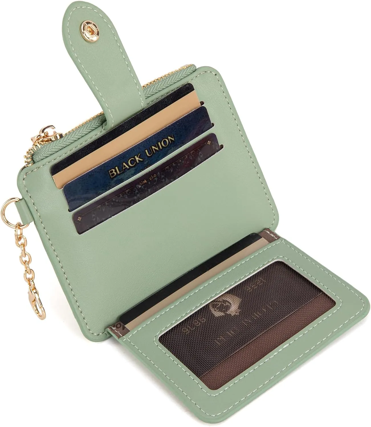 Montana West Keychain Card Holder Slim Wallet for Women Bifold Credit Card Holder with Zipper Coin Pocket Ladies Wallet with Smooth Metal Zipper and ID Window Gift for Women