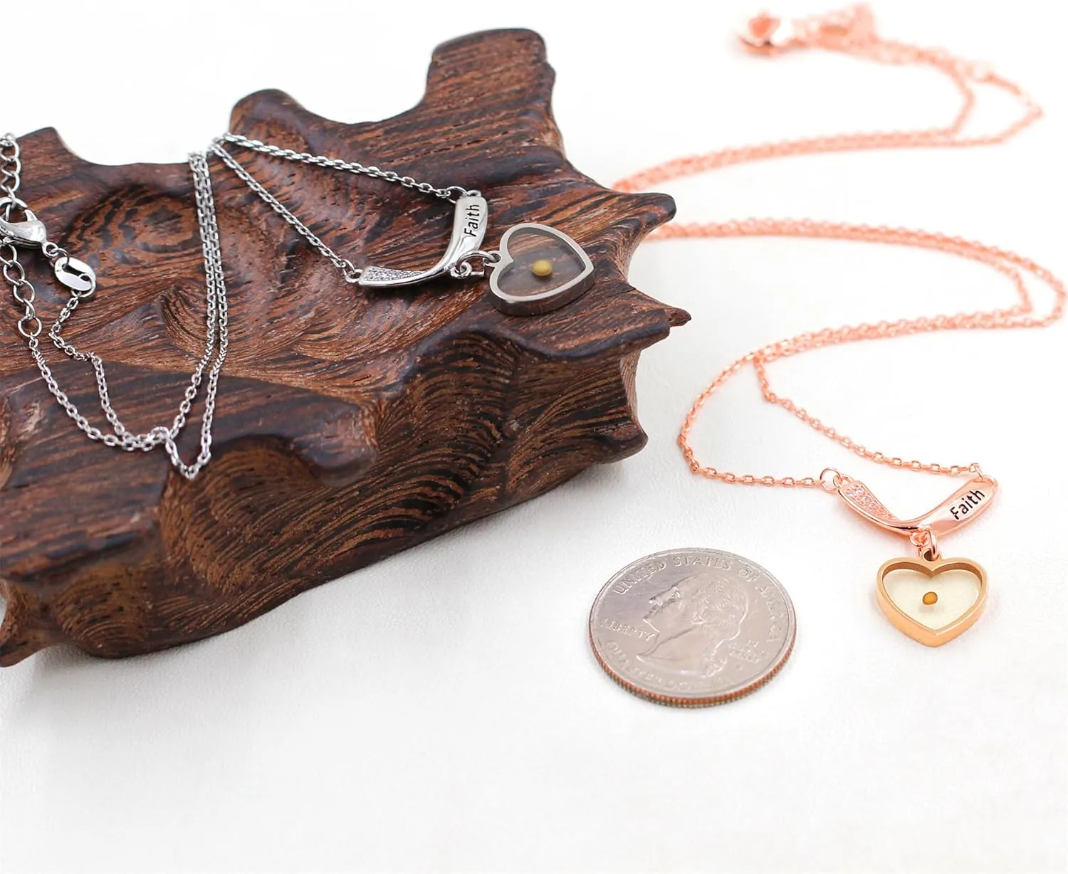 Mustard Seed Necklace Christian Gift Faith Based Necklace, Faith Mountain Stainless Steel Necklace with Cubic Zirconia V Shape Pendant, Seed of Faith Necklace for Women YA4835