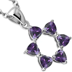 My Daily Styles 925 Sterling Silver Heart Shaped CZ Star of David Pendant Necklace