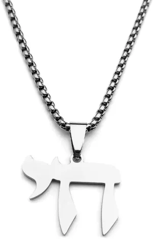 My Daily Styles Mens Stainless Steel Hebrew Chai Pendant Necklace 24" Sturdy Chain  High Polish Steel or Gold Plated  Jewish Faith Necklace for Men